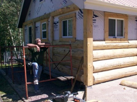 Hand Peeled Log Siding Corner